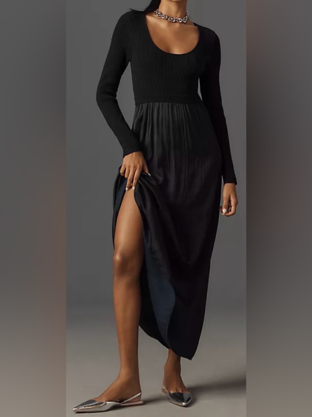 Anthropologie THEA TWOFER SWEATER Maxi Dress Women #AB09